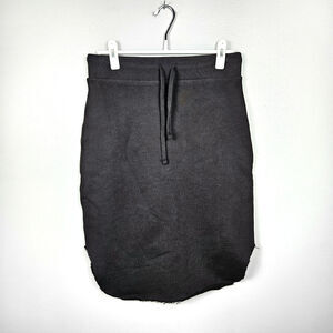 Frank & Eileen Tee Lab Black Cotton Knit Skirt Raw Hem Drawstring USA Size L